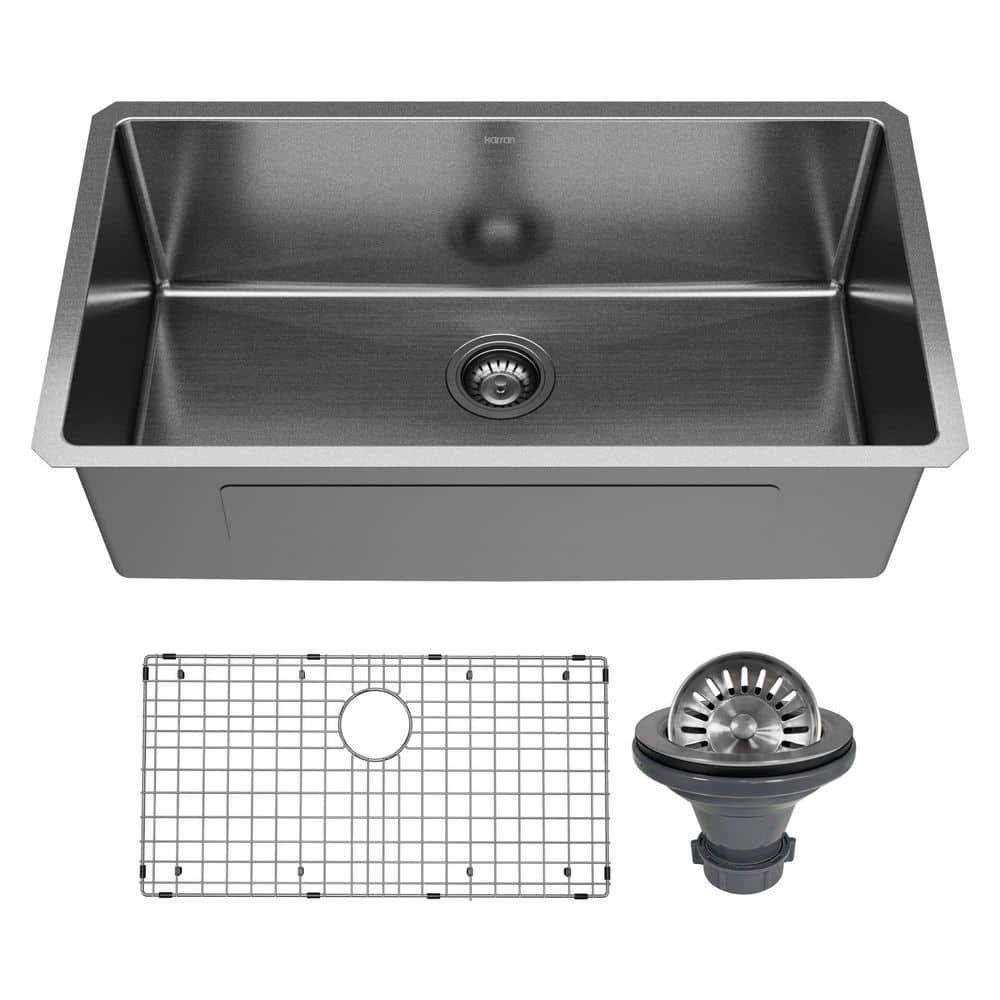 Elite 32 in. Undermount Single Bowl 16 Gauge Gunmetal Black Stainless Steel Kitchen Sink price history on PriceWatchPro