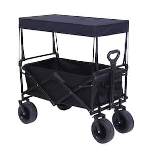 4.67 cu. ft. Collapsible Wagon Camping Cart Garden Card 600D Oxford Fabric with Removable Canopy Garden Cart