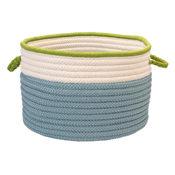 Colonial Mills Indoor/Outdoor Light Blue/Bright Green 14 in. x 14 in. x 10 in. Round Polypropylene Storage Bin