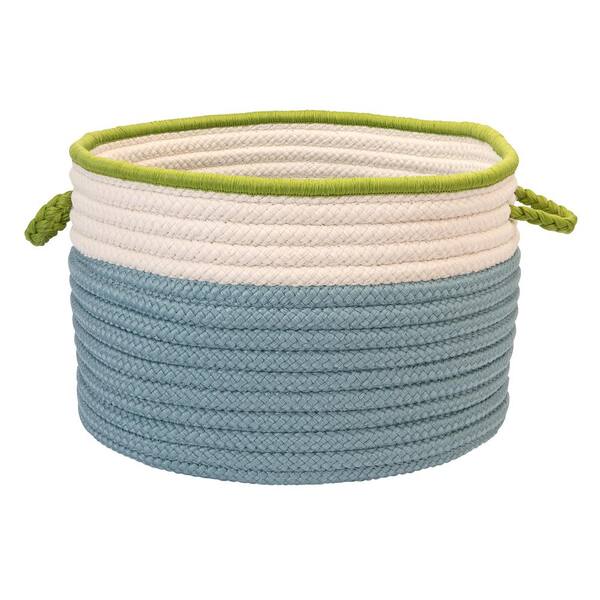 Colonial Mills Indoor/Outdoor Light Blue/Bright Green 22 in. x 22 in. x 14 in. Round Polypropylene Storage Bin