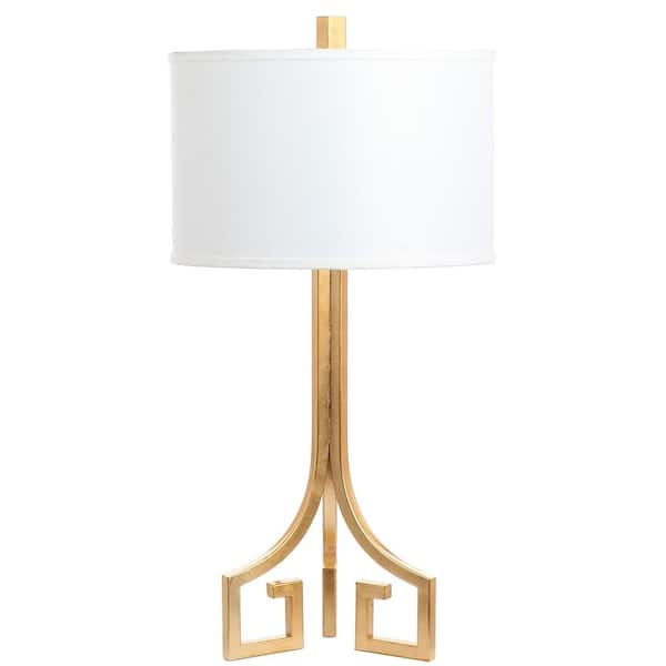 SAFAVIEH Arabelle Hardback 27.5 in. Gold Greek Key Table Lamp with