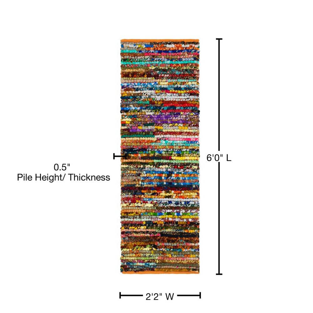 Colorful Hand-Braided Cotton Striped Runner Rug