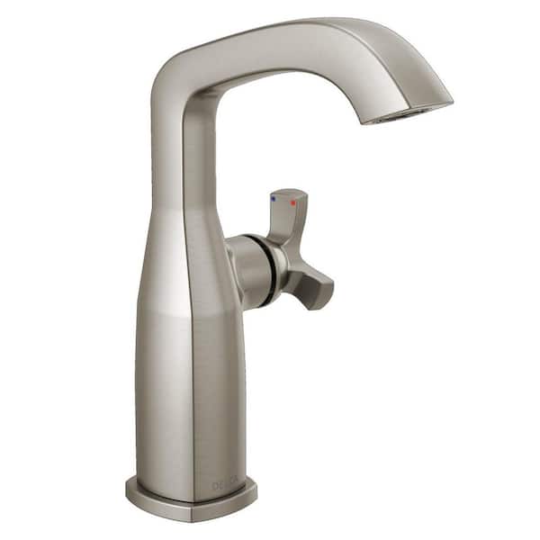 Delta Stryke Mid-Height Single Handle Single Hole Bathroom Faucet in Stainless Steel