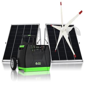 NATURE'S GENERATOR ELITE 3600-Watt/5760W Peak Push Button Start Solar Powered Portable Generator with 2100W Solar Panels, 1 Wind Turbine