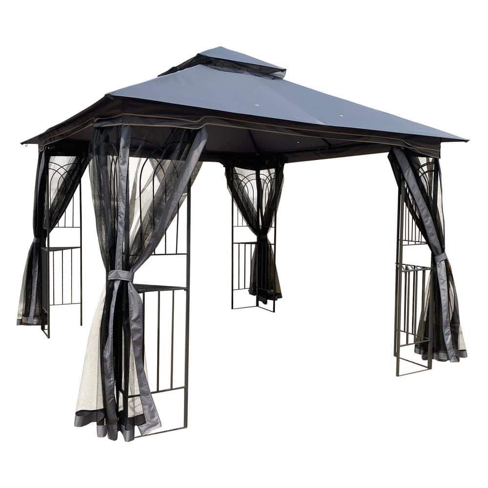 10 ft. x 10 ft. Steel Patio Gazebo with Gray Ventilated Double Roof Canopy and Detachable Mosquito net price history on PriceWatchPro