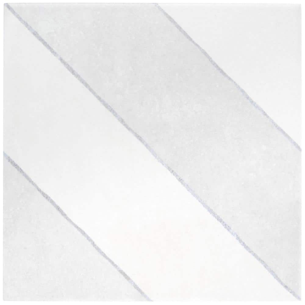 Tarantino Encaustic-Inspired 9" Square Glazed Porcelain Tile, Gray