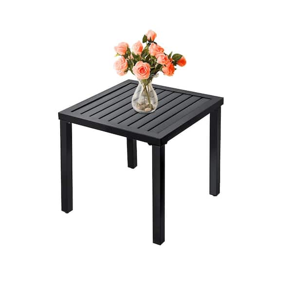 Unbranded Black Durable and Rust-Proof Square Metal 18.1 in. Outdoor Side Table