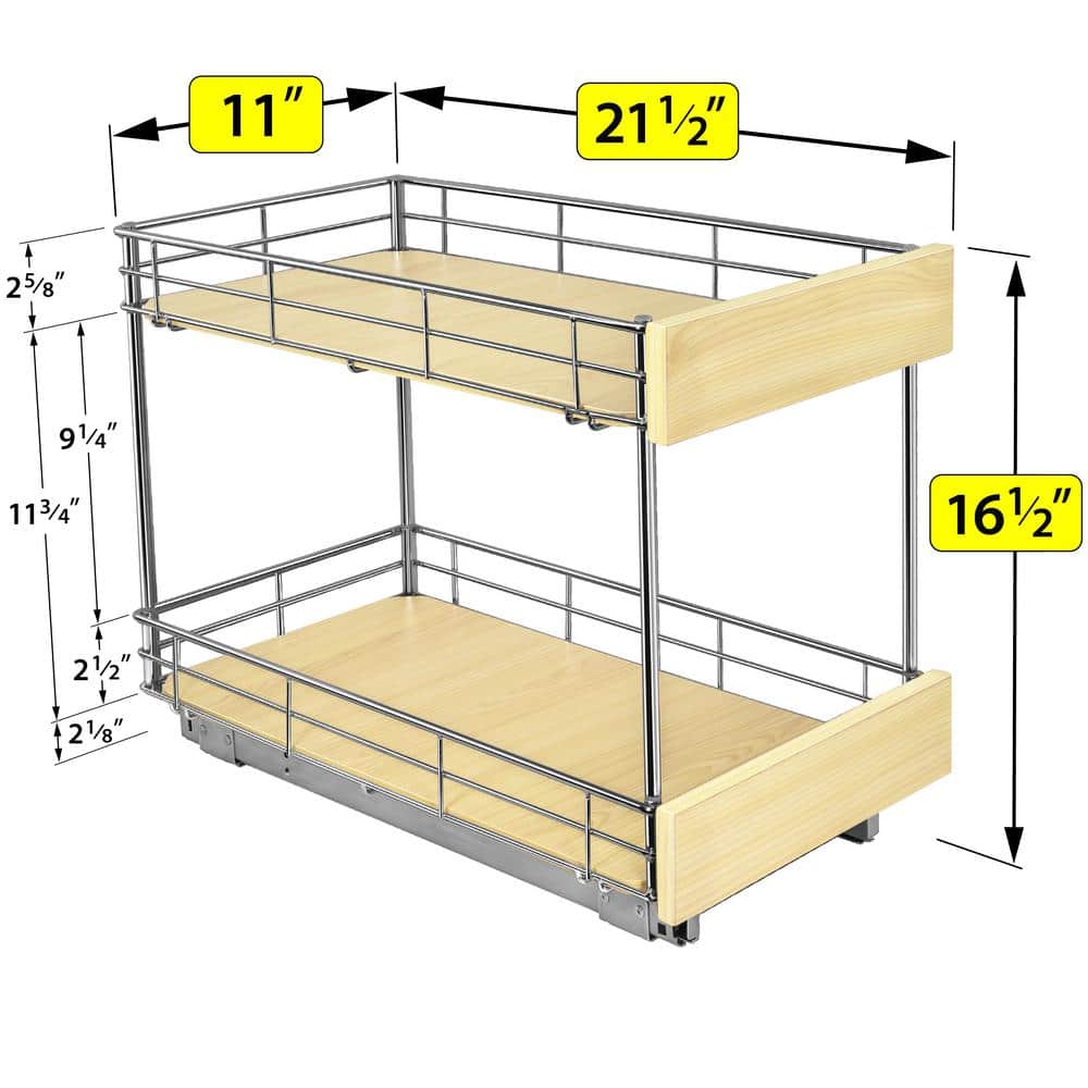 Lynk Professional 2-Tier Wood and Steel Pull Out Organizer