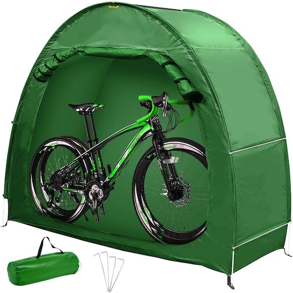 VEVOR Waterproof Bicycle Storage Tent with Carry Bag 210D Waterproof Bike Storage Cover for 2 Bikes, Green