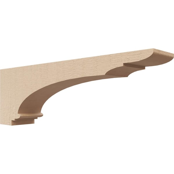 Ekena Millwork 2 in. x 4 in. x 12 in. Series 3 Thin Hughes Rough Cedar Woodgrain Timberthane Polyurethane Corbel, Primed Tan