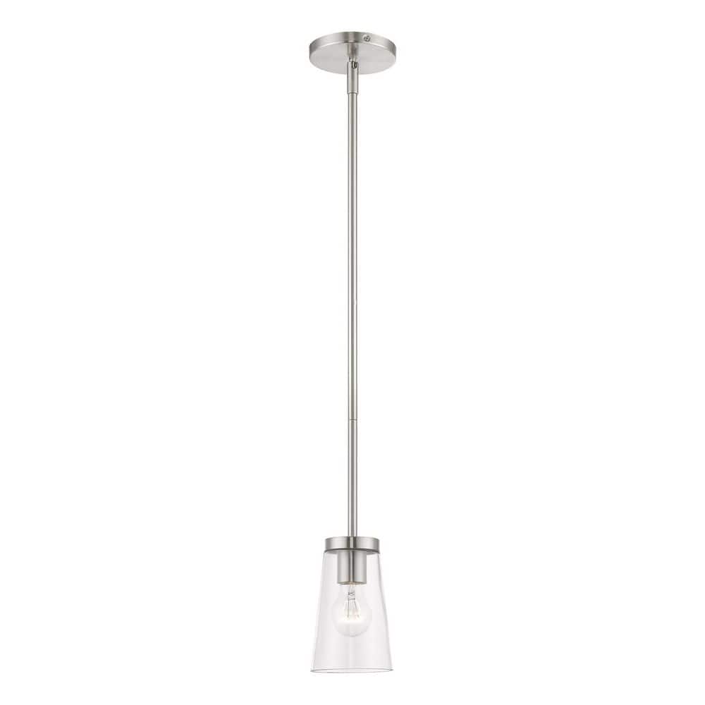 Brushed Nickel Mini Pendant with Clear Glass Shade