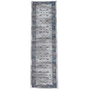 Crop Isfahan Grey and Blue 2 ft. x 10 ft. Runner Rug