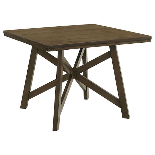 Coaster Canfield Brown Wood Top 47 in. Cross Legs Counter Height Dining Table Seats 4