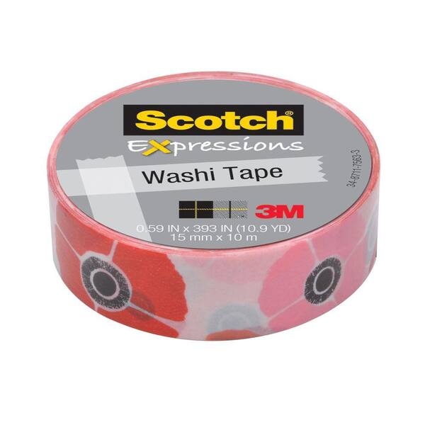 3M Scotch 0.59 in. x 10.9 yds. Poppy Expressions Washi Tape (Case of 36)