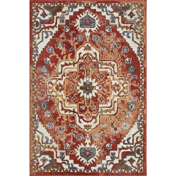 Alsbrooke Zailorn Orange 4 ft. x 6 ft. Oriental Polypropylene Area Rug