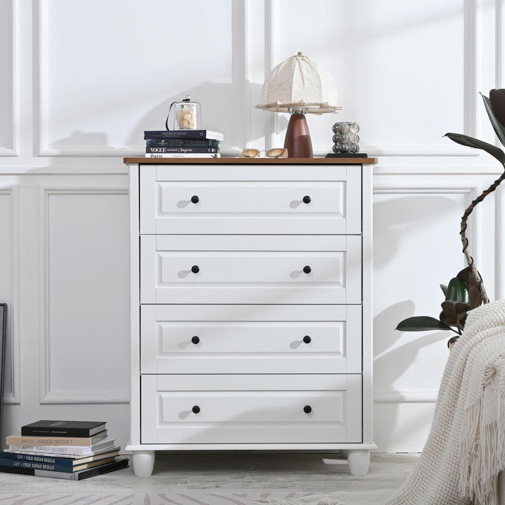 ivory dresser White 4 Drawers 29.1 in. Wide Chest of Drawers 4 Drawers with Deep Space Wood Tall Storage Drawers Cabinet XSP307939-1157 The Franco Antique White Five Baxton Studio Braith Ivory Spindle
