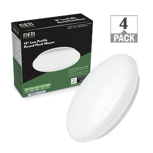 16 in. Round LED Flush Mount Ceiling Light Closet Bathroom Lighting Hallway 120-277 Volt 4000K Bright White (4-Pack)