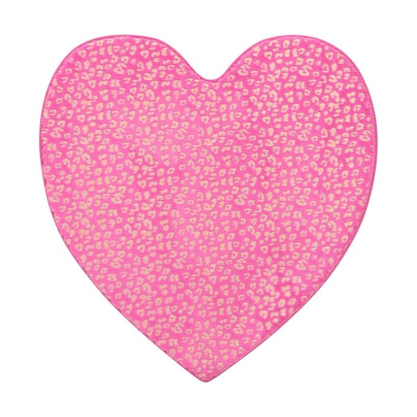 Metallic Leopard 3 ft. x 3 ft. Black Animal Print Heart Area Rug