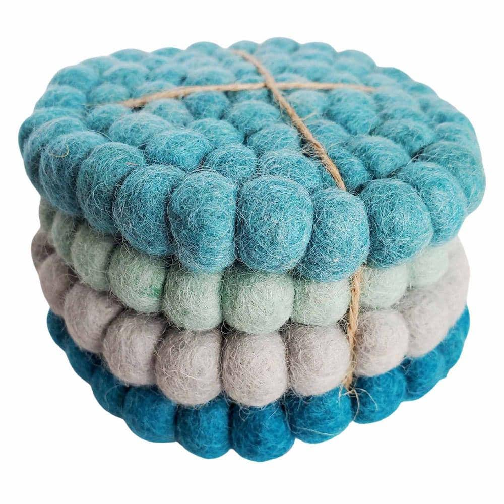 Wool Felted Round Thick Chair Seat Pads - Felt and Yarn