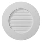 27 in. x 27 in. Round Primed Polyurethane Paintable Gable Louver Vent Functional