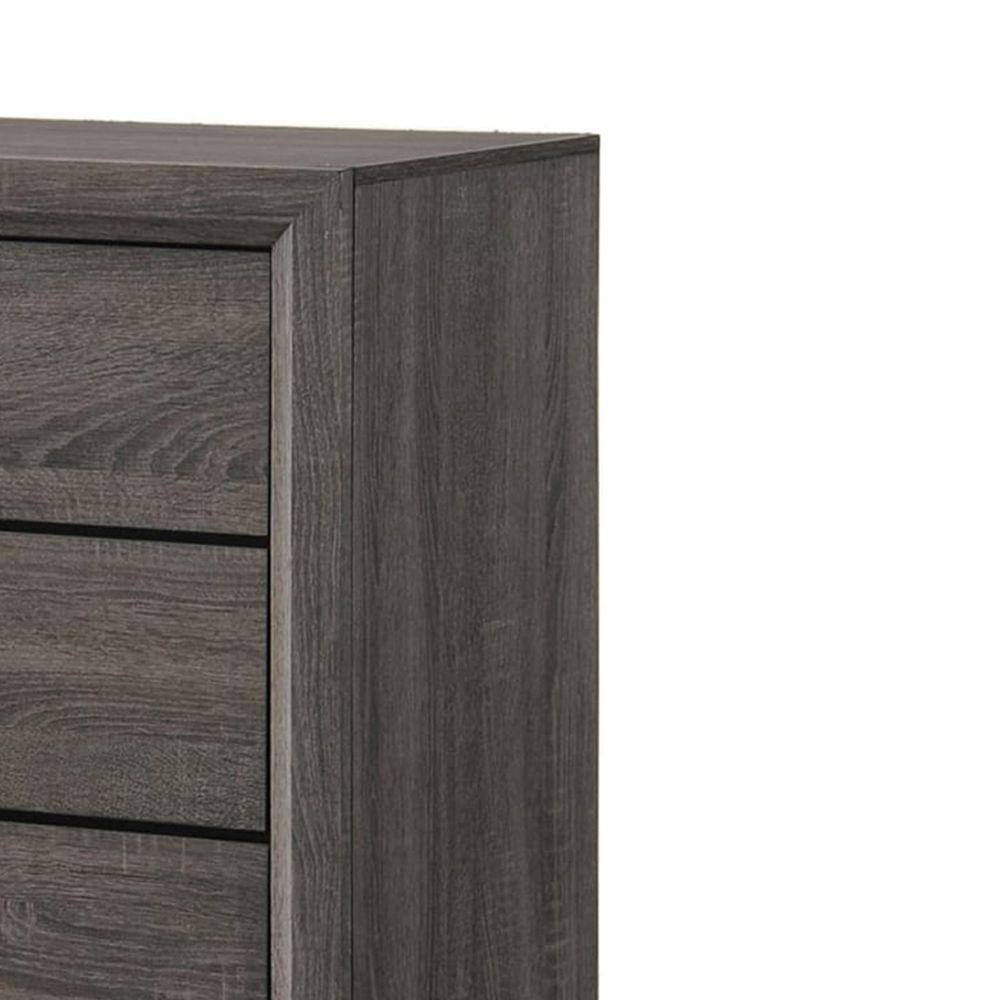 Gray 5-Drawer Transitional Chest with Chamfered Feet