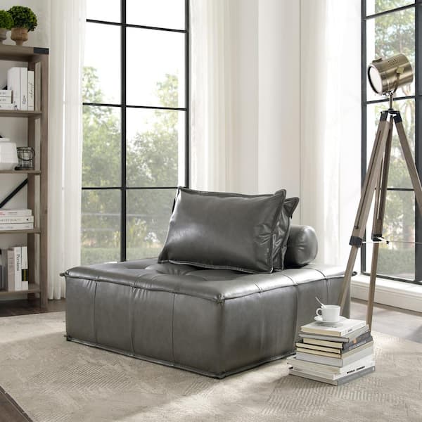 Gray faux leather deals sectional