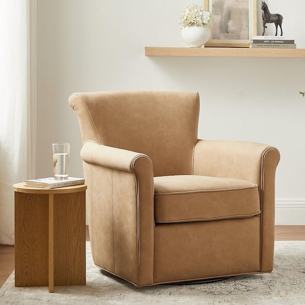 Winton Honey Brown Faux Leather Arm Chair with Swivel