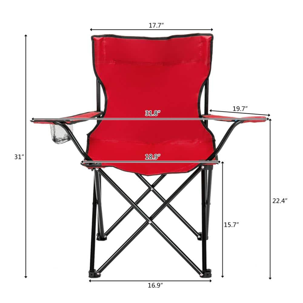 Red Iron Frame Folding Outdoor Camping Chair with Storage Bag