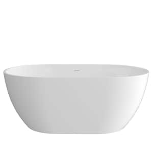 Baily 51 in. Acrylic Oval Slipper Flatbottom Freestanding Bathtub in Glossy White