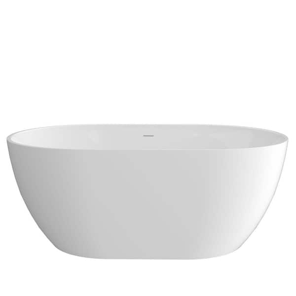 Modland Baily 51 in. Acrylic Oval Slipper Flatbottom Freestanding Bathtub in Glossy White