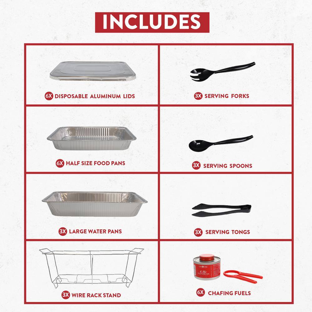 Large Disposable Aluminum Chafing Buffet Set with Utensils