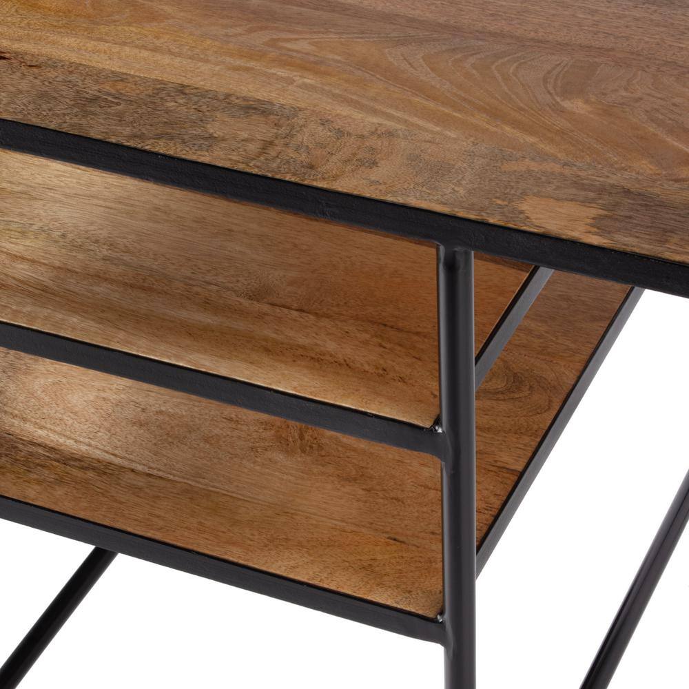Jensen 55" Natural Mango Wood and Black Iron Home Office Desk