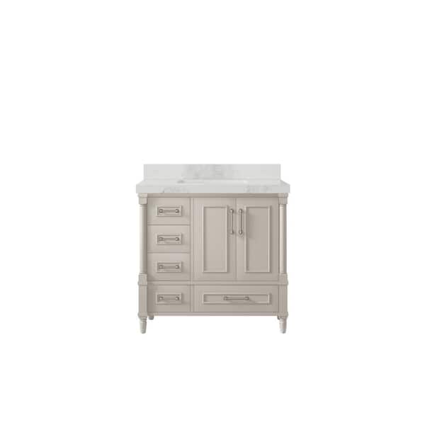 Willow Collections Hudson 36 in. W x 22 in. D x 36 in. H Single Sink Bath Vanity Center in Fine Grain with 2 in. Calacatta Nuvo Qt. Top