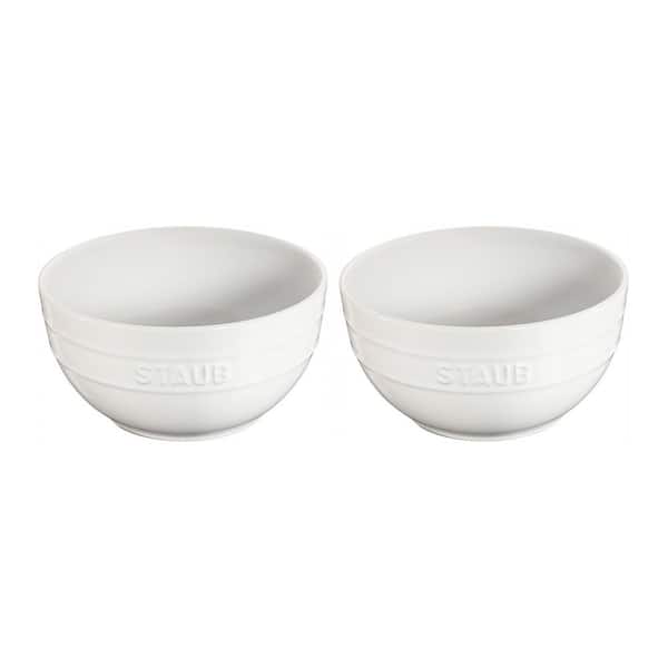 Ceramic 2-Pieces 40 oz. 6.5 in. Diameter Large Universal Bowl Set - White