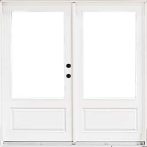 72 in. x 80 in. Fiberglass Smooth White Left-Hand Inswing Hinged 3/4 Lite Patio Door