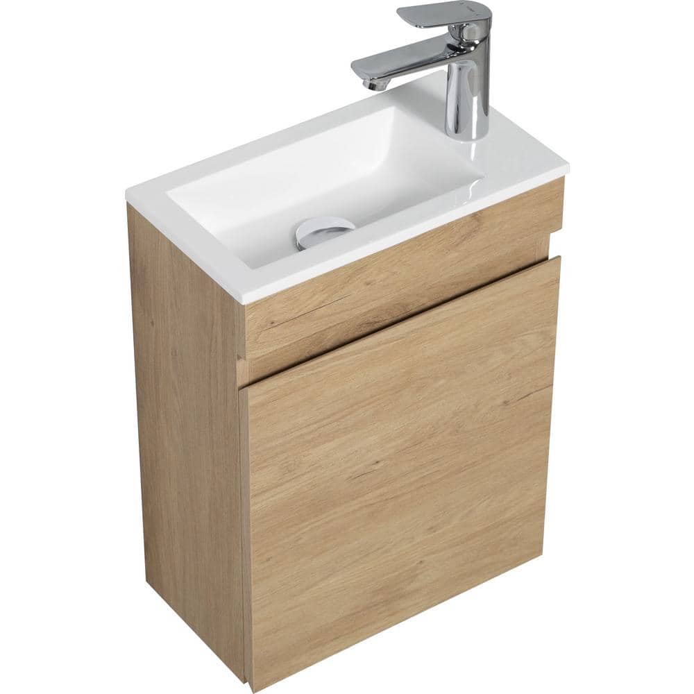 16 in. W Small Mini Bathroom Vanity Wall-Mounted Floating Vanity Cabinet wi