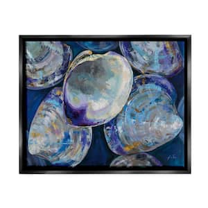 Empty Expressive Clam Shells Modern Painting by Jeanette Vertentes Floater Frame Abstract Wall Art Print 21 in. x 17 in.