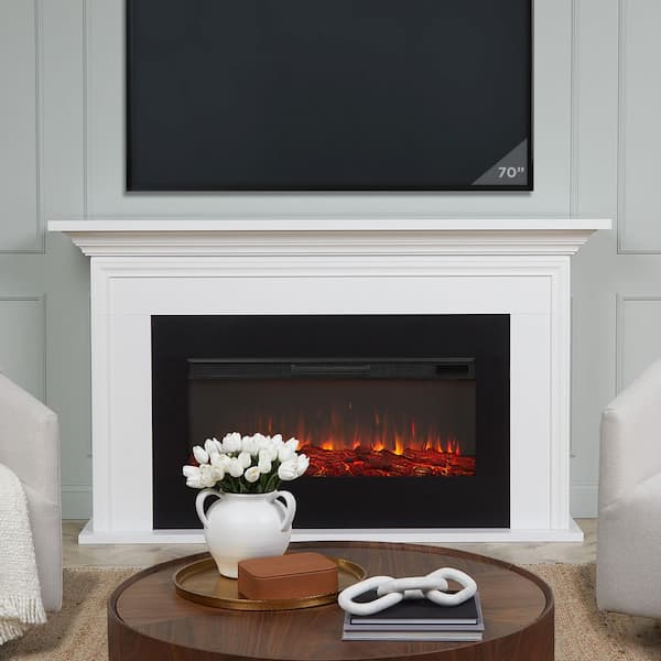 Real Flame Cleo 76 in. Freestanding Landscape Electric Fireplace