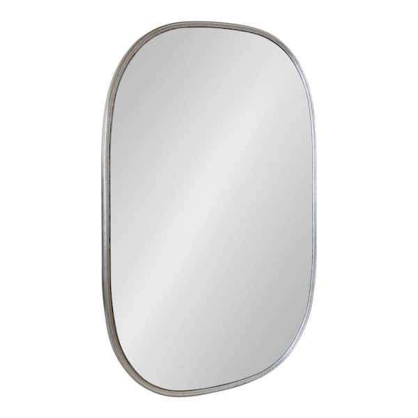 Kate and Laurel Caskill 35 in. x 23 in. Classic Oval Framed Silver Wall Accent Mirror