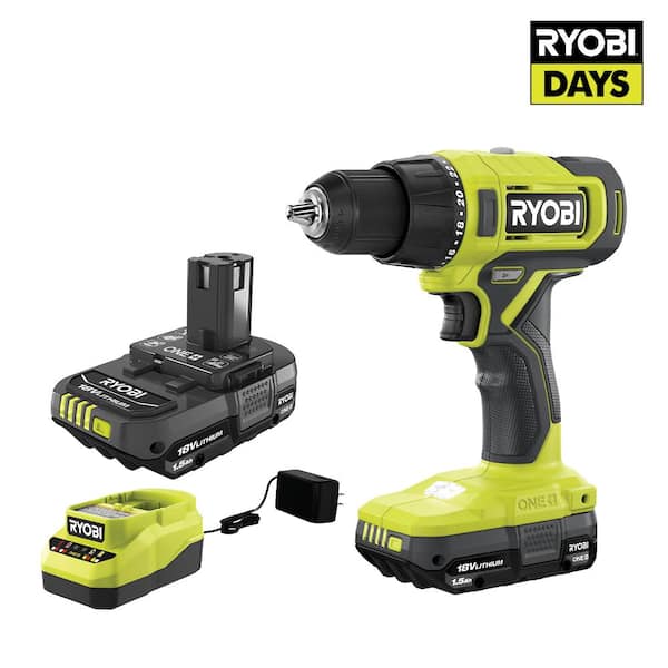 RYOBI ONE+ 18V Cordless 1/2 in. Drill/Driver Kit with (2) 1.5 Ah Batteries and Charger