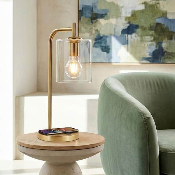 Brightech Elizabeth 16 in. Antique Brass Mid-Century Modern LED