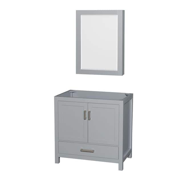 Sheffield 35 in. W x 21.5 in. D x 34.25 in. H Single Bath Vanity Cabinet without Top in Gray with MC Mirror