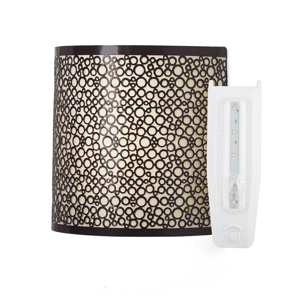 Olita Barrel Wireless Wall Sconce with Circular Bronze Overlay