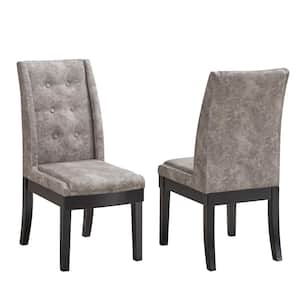 SignatureHome Bierce Dark Grey/Black Finish Solid Wood Dining Chairs Set of 2. Dimension (26Lx18Wx39H)