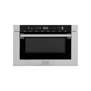 24 in. 1.2 cu. ft. 1000-Watt Built In Microwave Drawer in Stainless Steel with a Traditional Handle