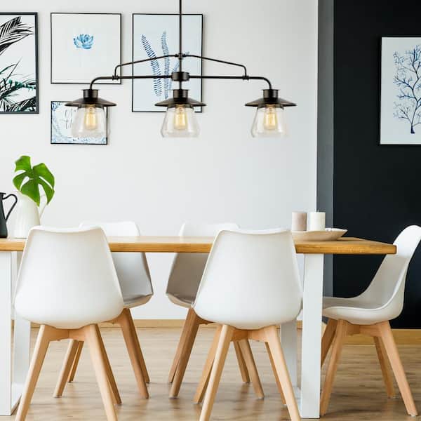 Nate 3-Light Oil Rubbed Bronze Pendant With Clear Glass Shades