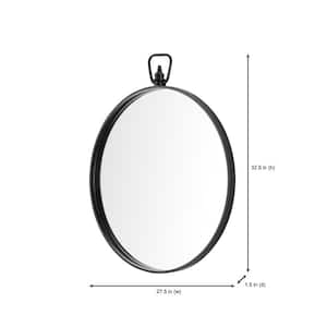 Medium Round Black Classic Accent Mirror with Handle (32.5 in. H x 27.5 in. W)