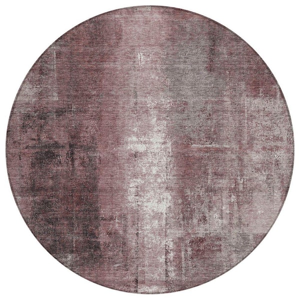 Chantille Machine Washable Indoor/Outdoor Abstract ACN1980 Blush 8 ft. x 8 ft. Round Rug