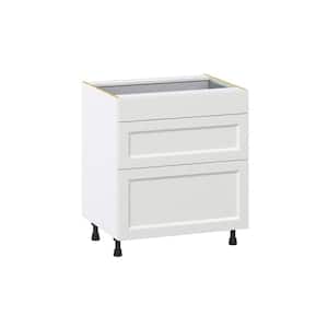 30 in. W x 24 in. D x 34.5 in. H Alton Painted White Shaker Assembled Base Kitchen Cabinet with 3-Drawers