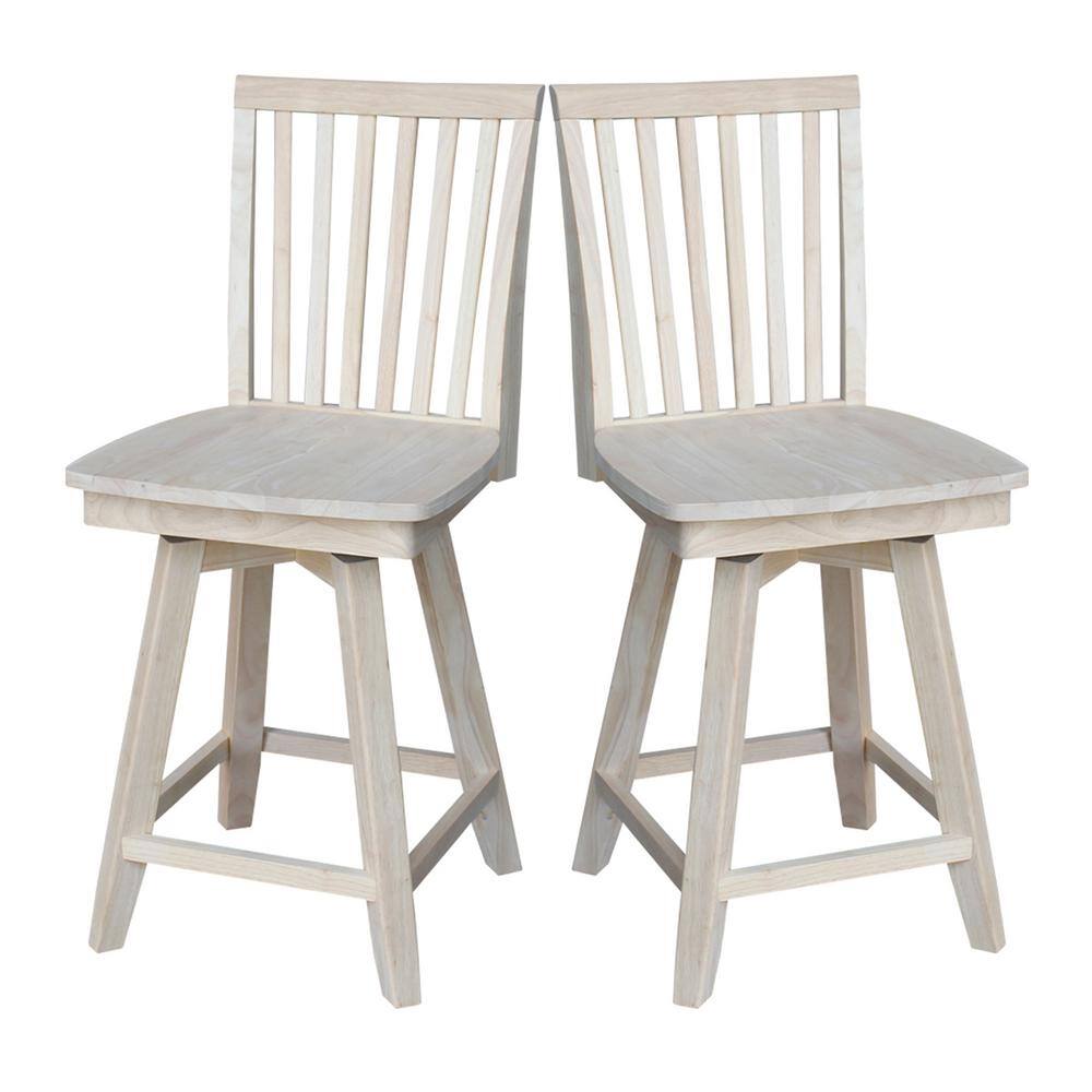 Brown Parawood Swivel Counter Stool, 24" Height